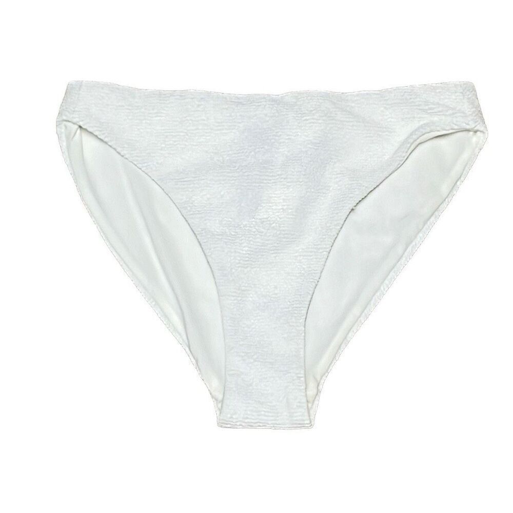 Skin Organics Size XS Bikini Bottoms‎ White Textured Hi Cut Style Swimwear NWT